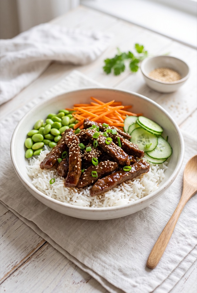 Sticky Beef Rice Bowl - inspiracja podania z diety Deep Breath