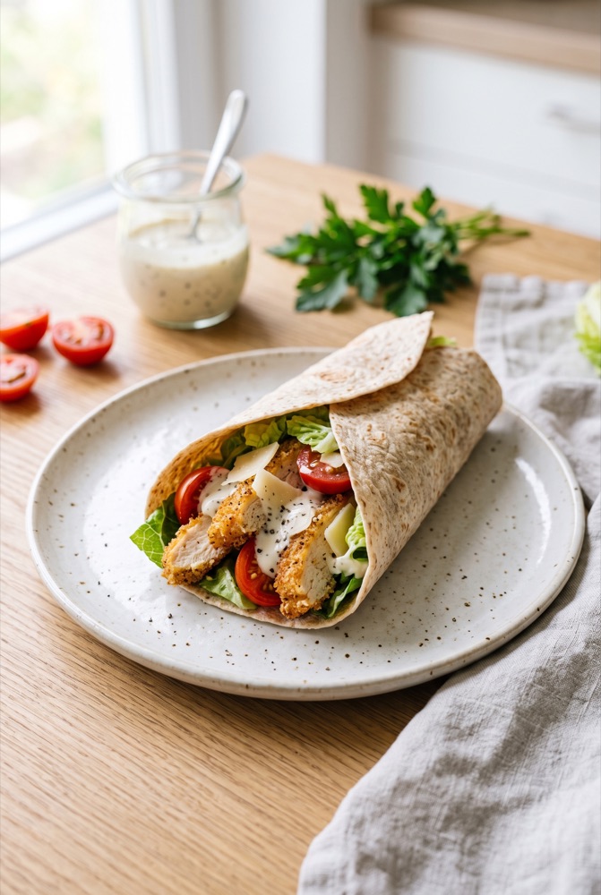 Wrap Cezar z chrupiącym kurczakiem - inspiracja podania z diety Deep Breath