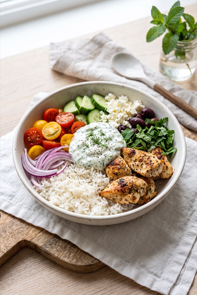 Greek Chicken Bowl z diety Deep Breath - inspiracja podania